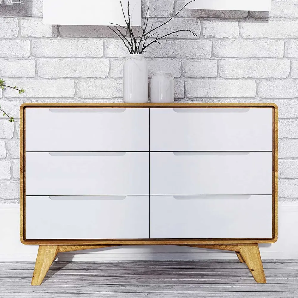 Wohnen Tv & Hifi-Möbel|Lowboards<90x63x40 Design Kommode mit sechs Schubladen - Diesta