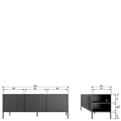 Wohnen Lowboards<150x56x44 Design Lowboard in Esche Dunkel - Eyes