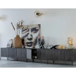 Wohnen Lowboards<150x56x44 Design Lowboard in Esche Dunkel - Eyes