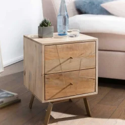 Wohnen Kommoden<40x56x40 Design Nachttisch mit Schubladen - Geyco