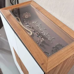 Wohnen Kommoden<72x112x37 Design Schrank mit Glas Deckel - Mandrey