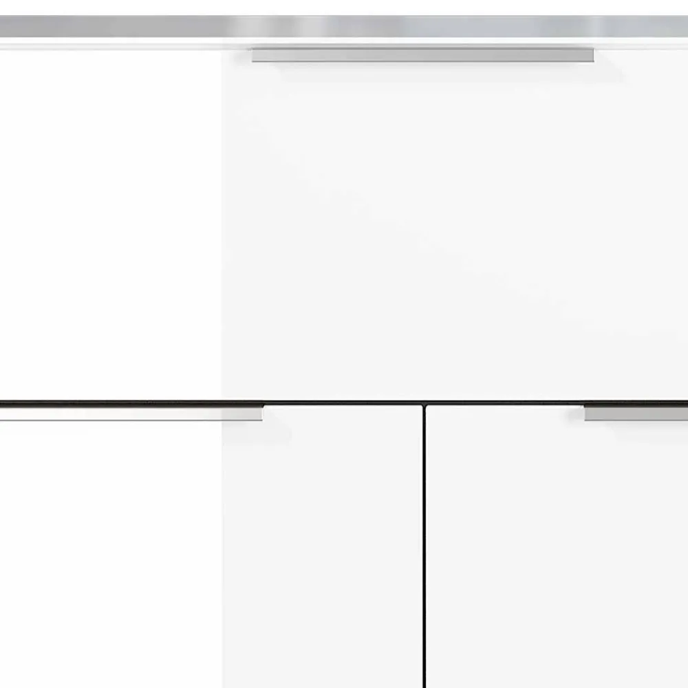 Wohnen Kommoden<83x101x42 Design Vertiko in Weiß mit Glas - Soraga