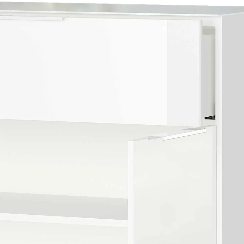 Wohnen Kommoden<83x101x42 Design Vertiko in Weiß mit Glas - Soraga