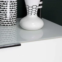 Wohnen Kommoden<83x101x42 Design Vertiko in Weiß mit Glas - Soraga