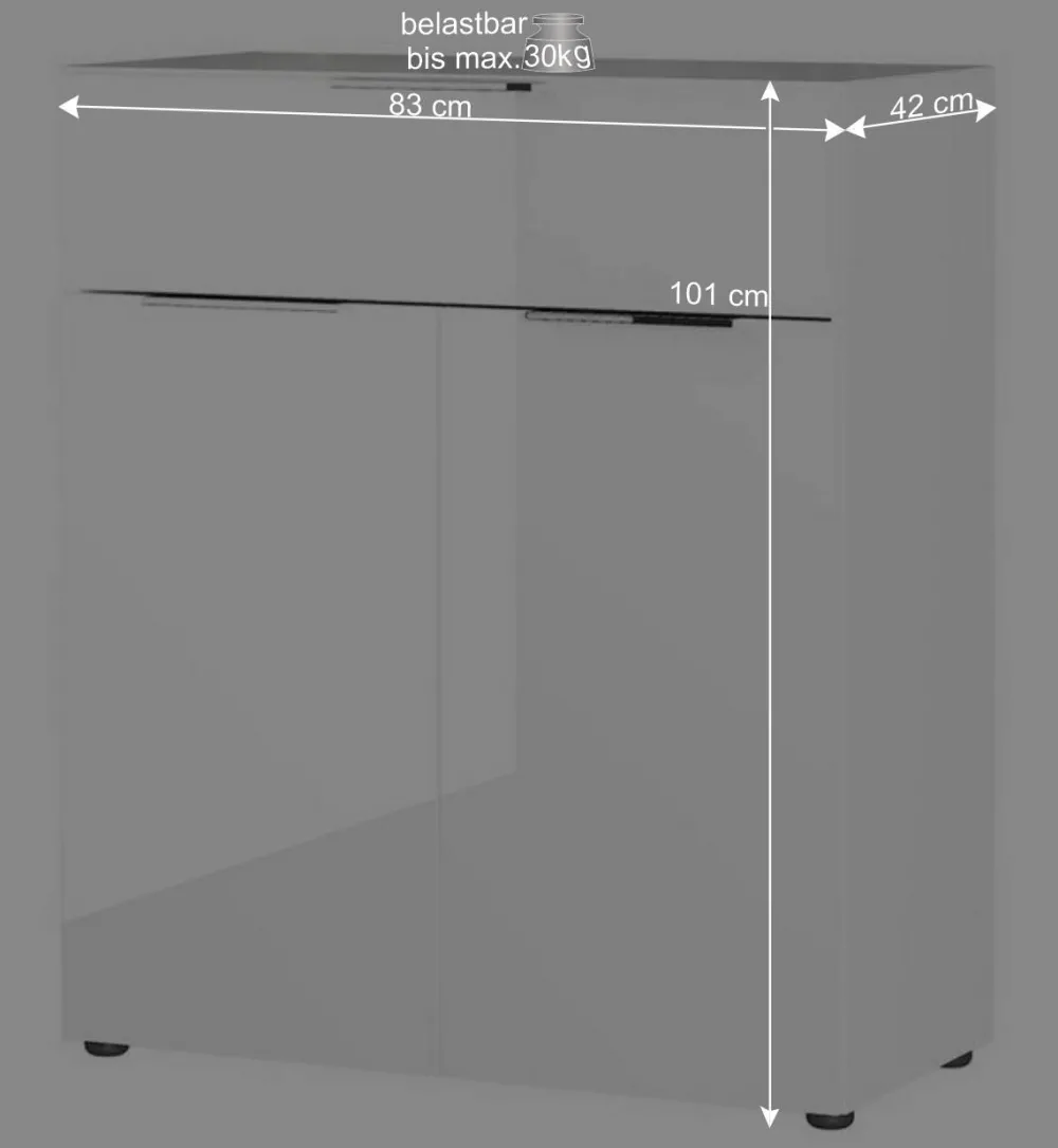 Wohnen Kommoden<83x101x42 Design Vertiko in Weiß mit Glas - Soraga