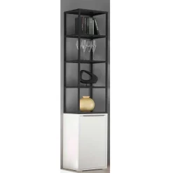 Wohnen Regale<40x197x40 Designer Regal in Weiß & Schwarz - Enkraja