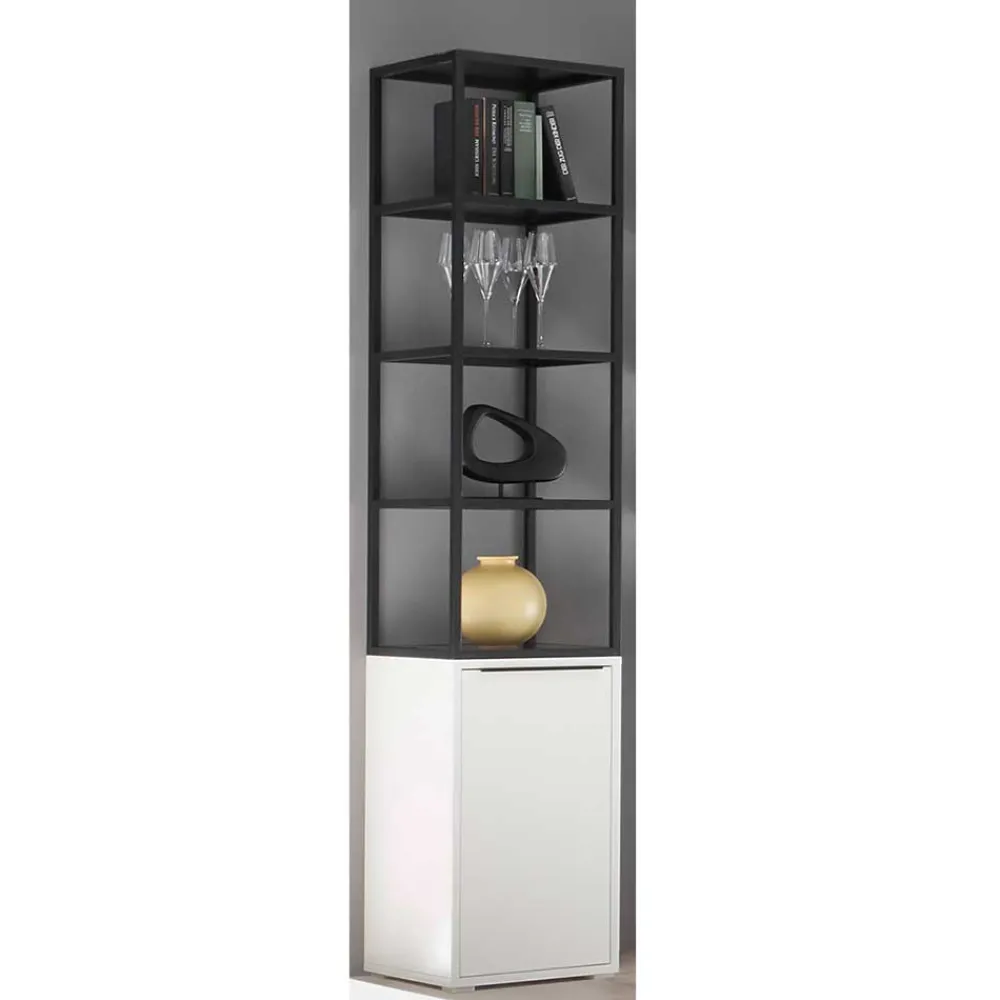 Wohnen Regale<40x197x40 Designer Regal in Weiß & Schwarz - Enkraja