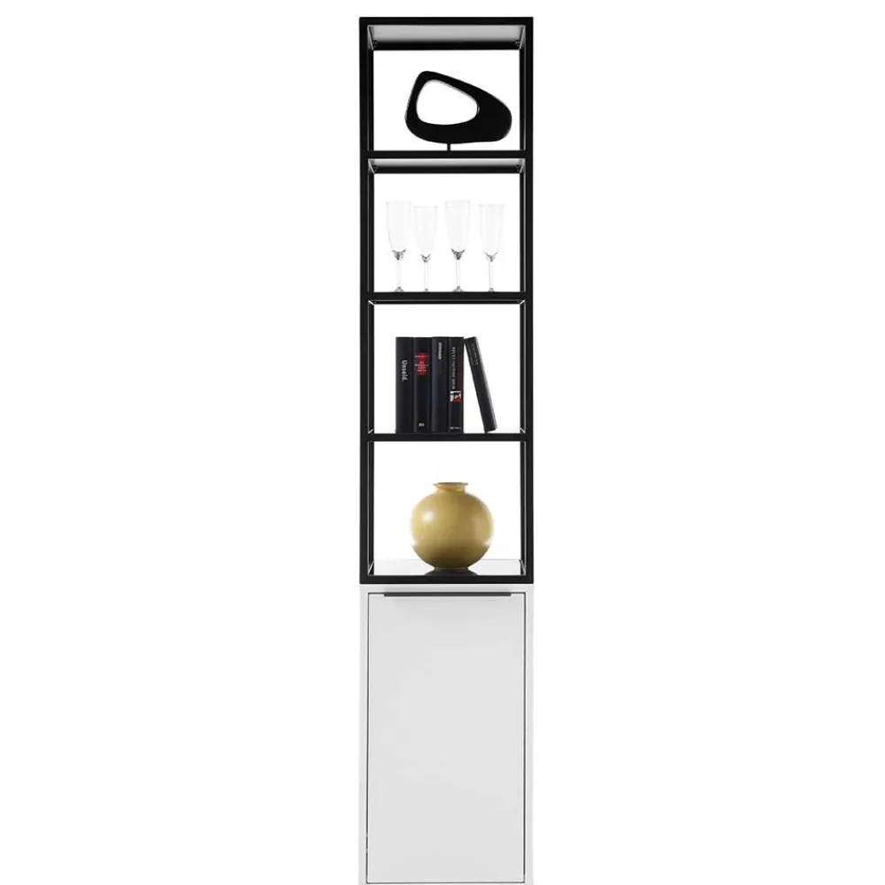 Wohnen Regale<40x197x40 Designer Regal in Weiß & Schwarz - Enkraja