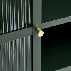 Wohnen Highboards|Vitrinen<110x140x40 Dunkelgrüne Highboard Vitrine aus Stahl - Estellos