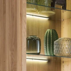 Wohnen Vitrinen<65x205x40 Echtholz Vitrine aus Wildeiche - Embleys