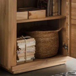 Wohnen Vitrinen<65x205x40 Echtholz Vitrine aus Wildeiche - Embleys