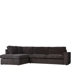 Wohnen Sofas<283x92x197 Eckcouch in Grau Cord Stoff - Olciano