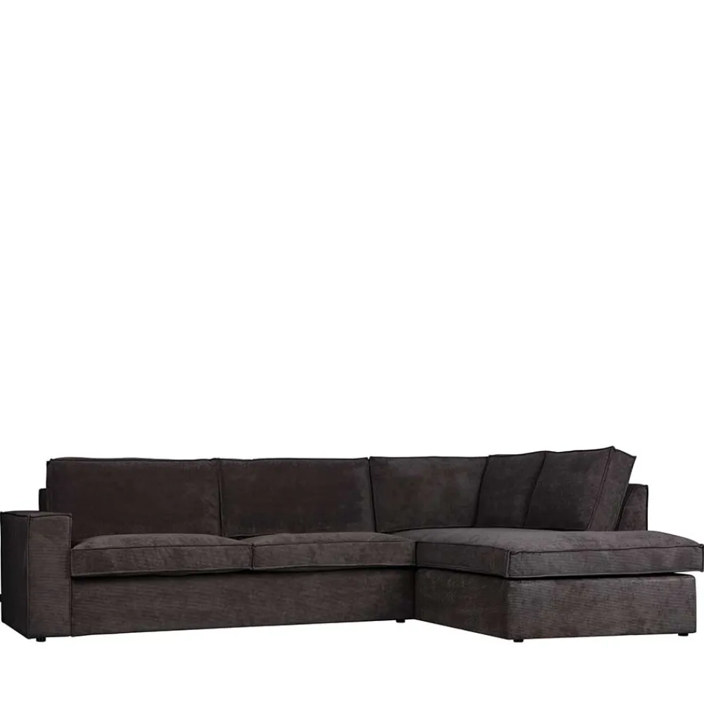 Wohnen Sofas<283x92x197 Eckcouch in Grau Cord Stoff - Olciano