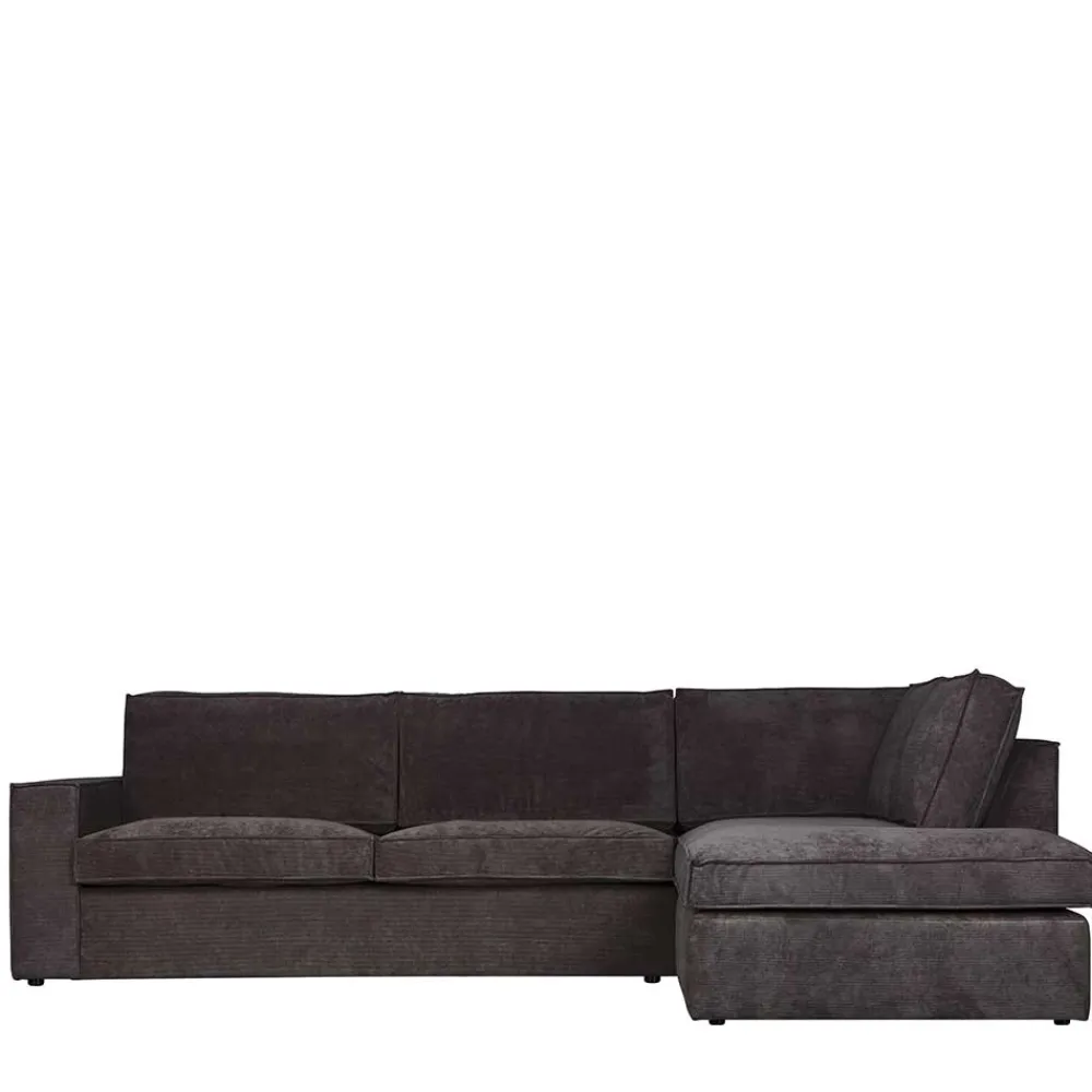 Wohnen Sofas<283x92x197 Eckcouch in Grau Cord Stoff - Olciano
