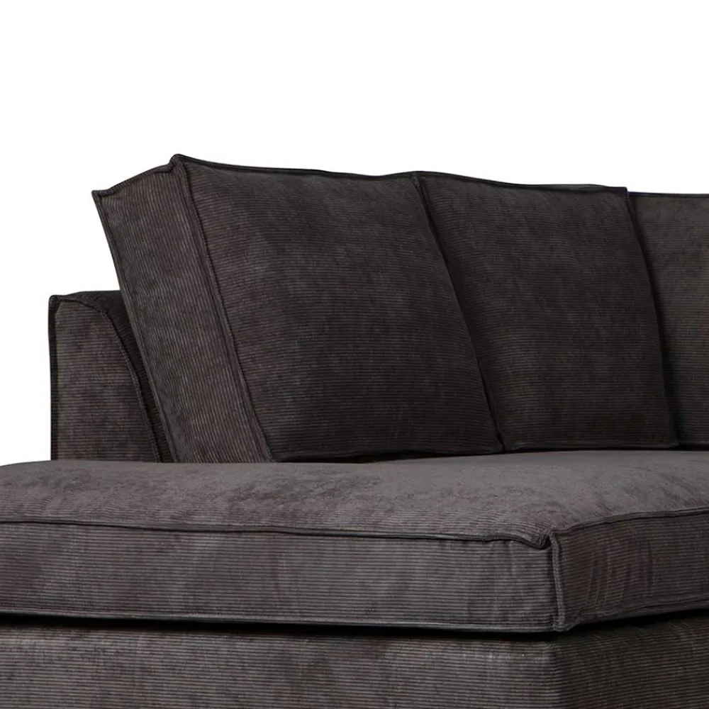 Wohnen Sofas<283x92x197 Eckcouch in Grau Cord Stoff - Olciano