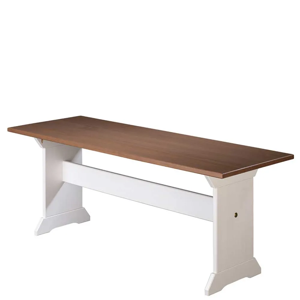 Wohnen Sitzbank<110x45x37 Esszimmerbank in Weiß & Braun - Vatina
