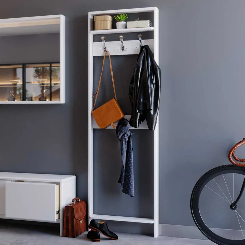 Wohnen Garderoben<60x192x12 Garderobe aus Massivholz in Weiß - Oranias