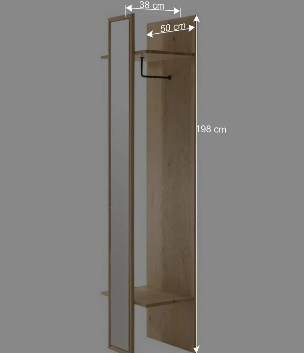 Wohnen Garderoben<50x198x38 Garderobe mit Spiegel - Vardriva