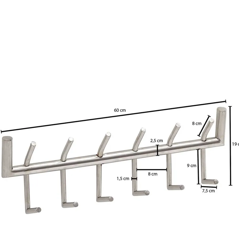 Wohnen Garderoben<60x19x10 Hakenleiste mit zwölf Haken - Almond