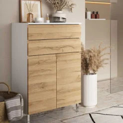 Wohnen Highboards<60x97x34 Highboard fürs Bad zweifarbig - Aspariavo