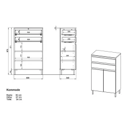 Wohnen Highboards<60x97x34 Highboard fürs Bad zweifarbig - Aspariavo