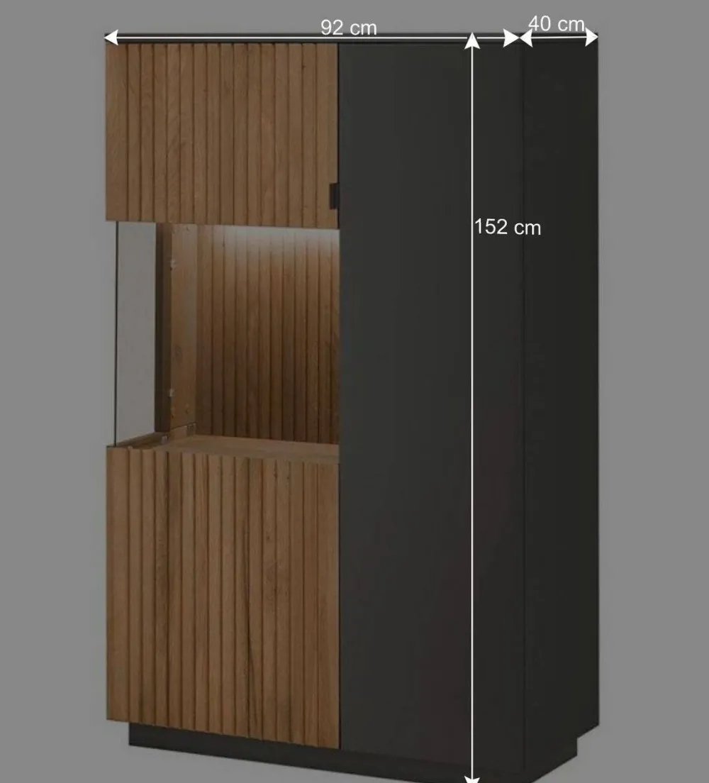 Wohnen Highboards|Vitrinen<92x152x40 Highboard in Anthrazit & Eiche Bianco - Cruzca