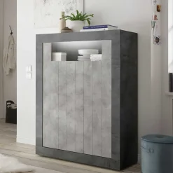 Wohnen Highboards<110x144x43 Highboard in Beton Grau Dekor - Beverli
