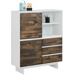 Wohnen Highboards<100x120x35 Highboard in Weiß & Kiefer dunkel - Chihu