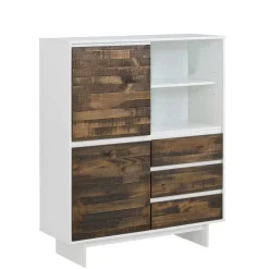 Wohnen Highboards<100x120x35 Highboard in Weiß & Kiefer dunkel - Chihu
