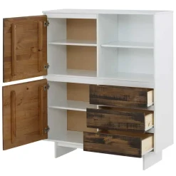 Wohnen Highboards<100x120x35 Highboard in Weiß & Kiefer dunkel - Chihu