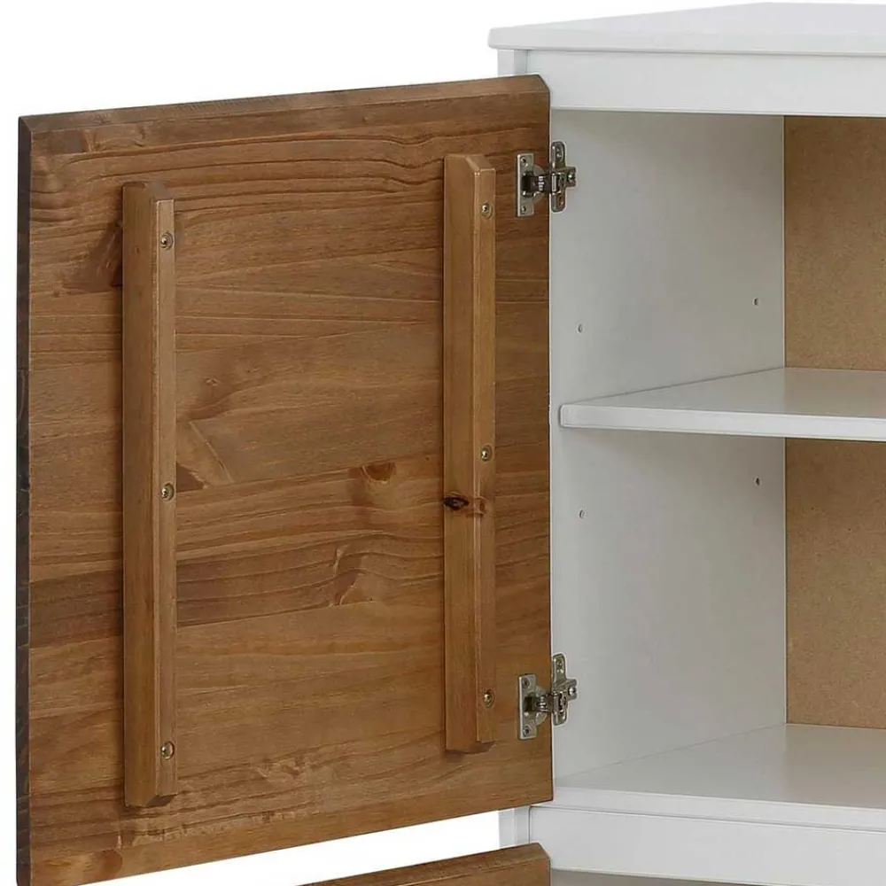 Wohnen Highboards<100x120x35 Highboard in Weiß & Kiefer dunkel - Chihu