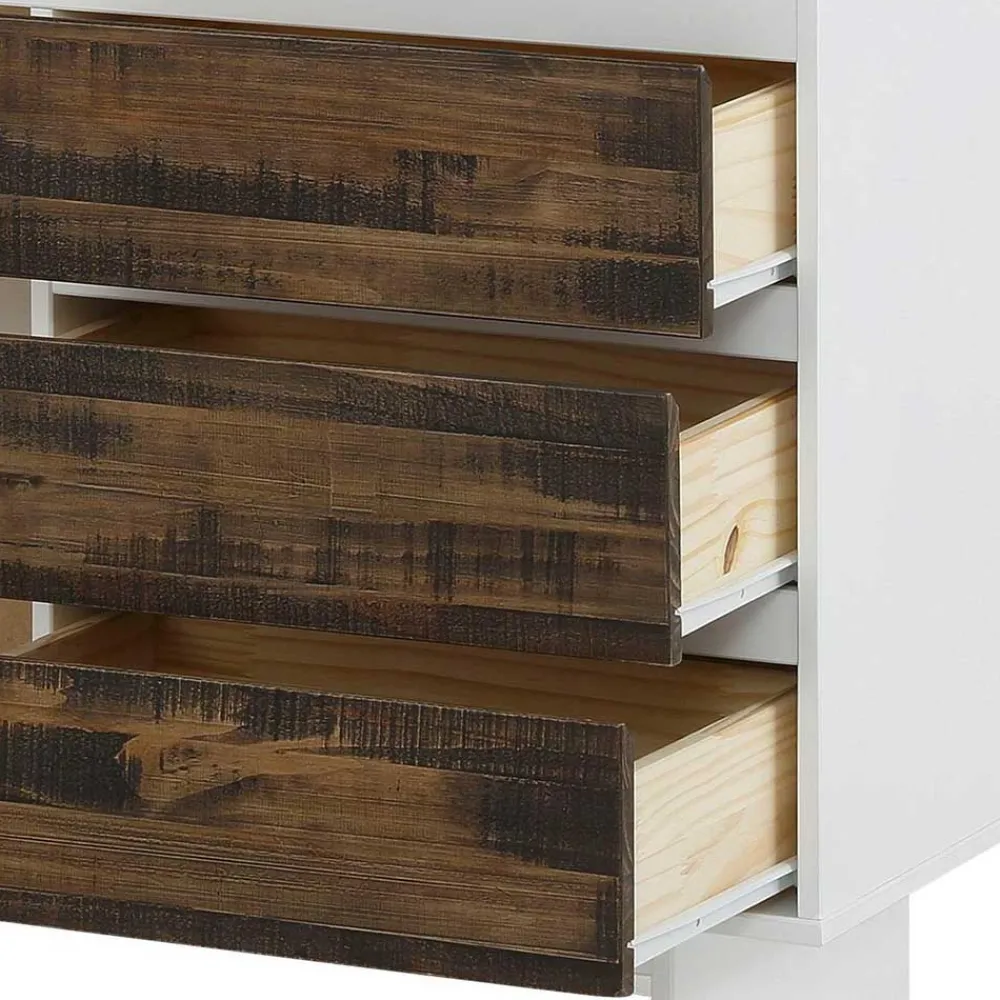 Wohnen Highboards<100x120x35 Highboard in Weiß & Kiefer dunkel - Chihu