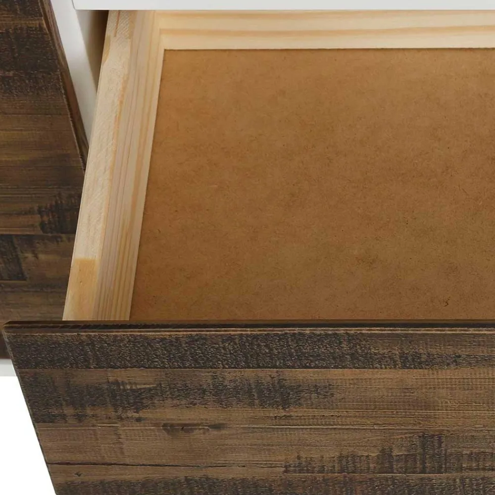 Wohnen Highboards<100x120x35 Highboard in Weiß & Kiefer dunkel - Chihu