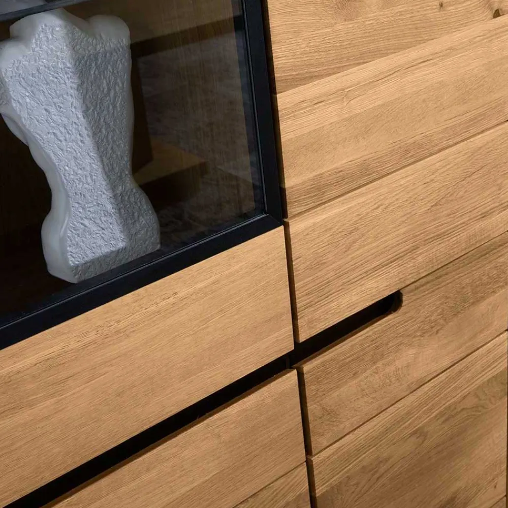 Wohnen Highboards<102x148x42 Highboard mit Glas Einsatz - 4-türig - Sennya
