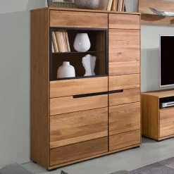 Wohnen Highboards<102x148x42 Highboard mit Glas Einsatz - 4-türig - Sennya