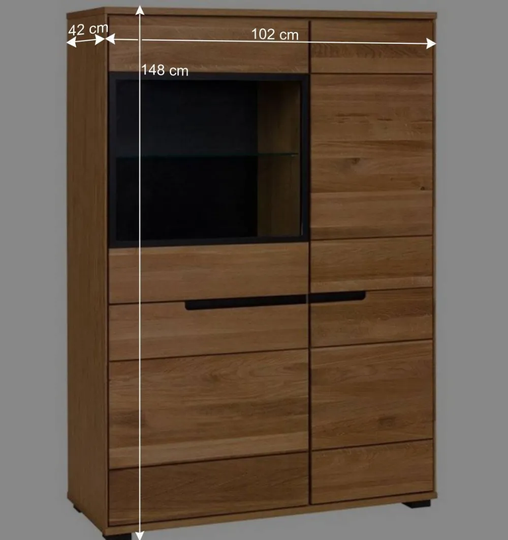 Wohnen Highboards<102x148x42 Highboard mit Glas Einsatz - 4-türig - Sennya