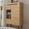 Wohnen Highboards<90x134x40 Highboard mit Glaseinsatz 2-türig - Olcian