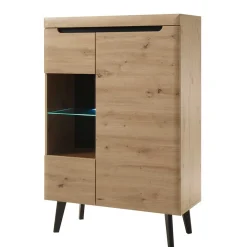 Wohnen Highboards<90x134x40 Highboard mit Glaseinsatz 2-türig - Olcian