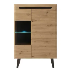 Wohnen Highboards<90x134x40 Highboard mit Glaseinsatz 2-türig - Olcian