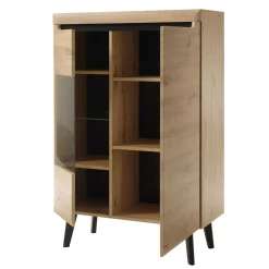 Wohnen Highboards<90x134x40 Highboard mit Glaseinsatz 2-türig - Olcian