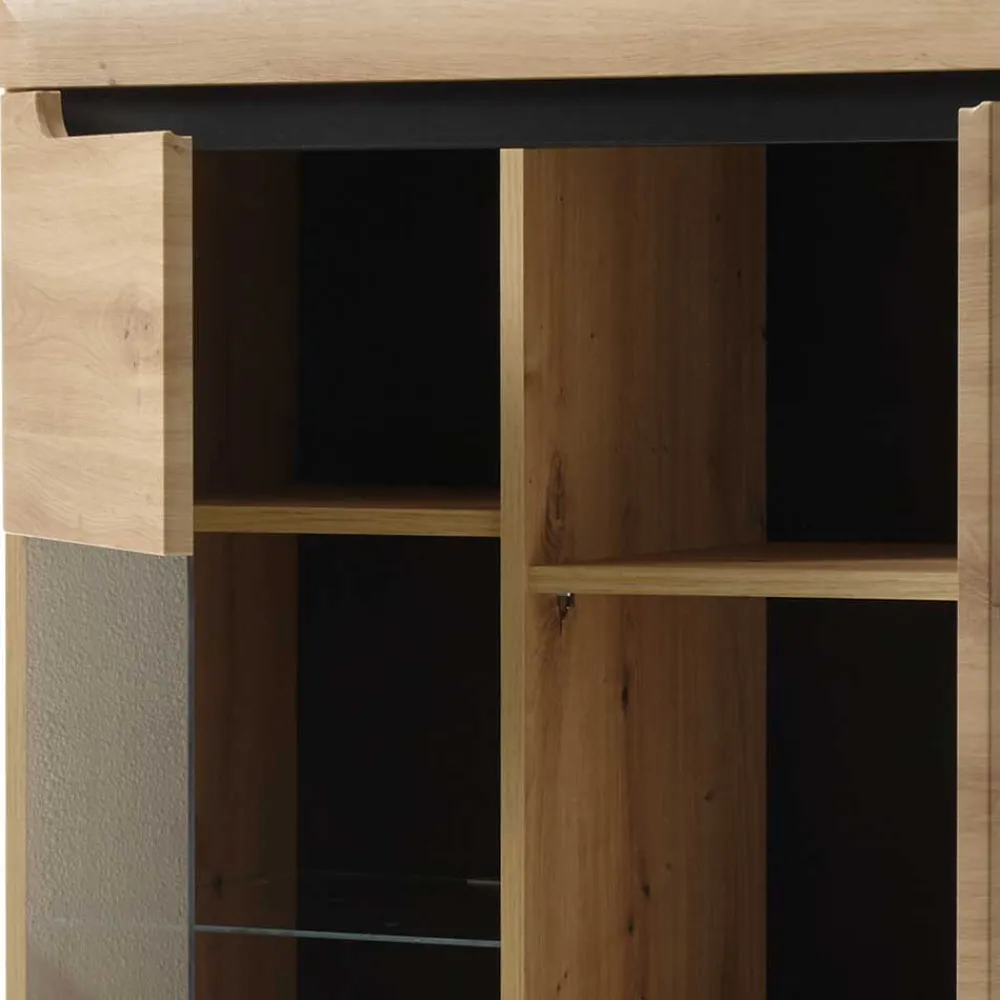 Wohnen Highboards<90x134x40 Highboard mit Glaseinsatz 2-türig - Olcian