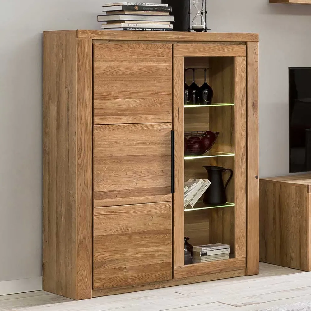 Wohnen Vitrinen|Schränke<108x141x40 Highboard mit Glaseinsatz - Nelenia