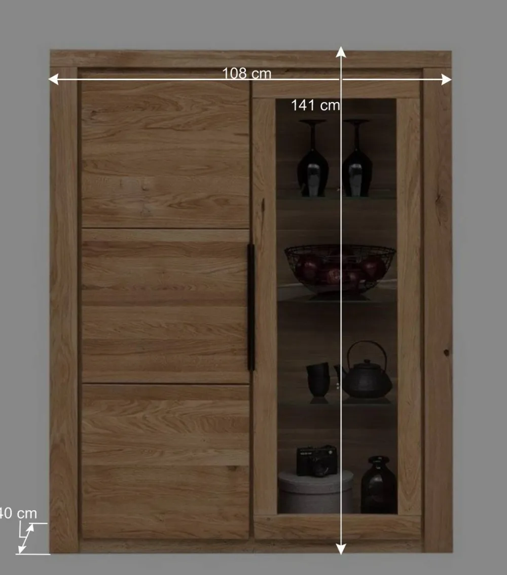 Wohnen Vitrinen|Schränke<108x141x40 Highboard mit Glaseinsatz - Nelenia