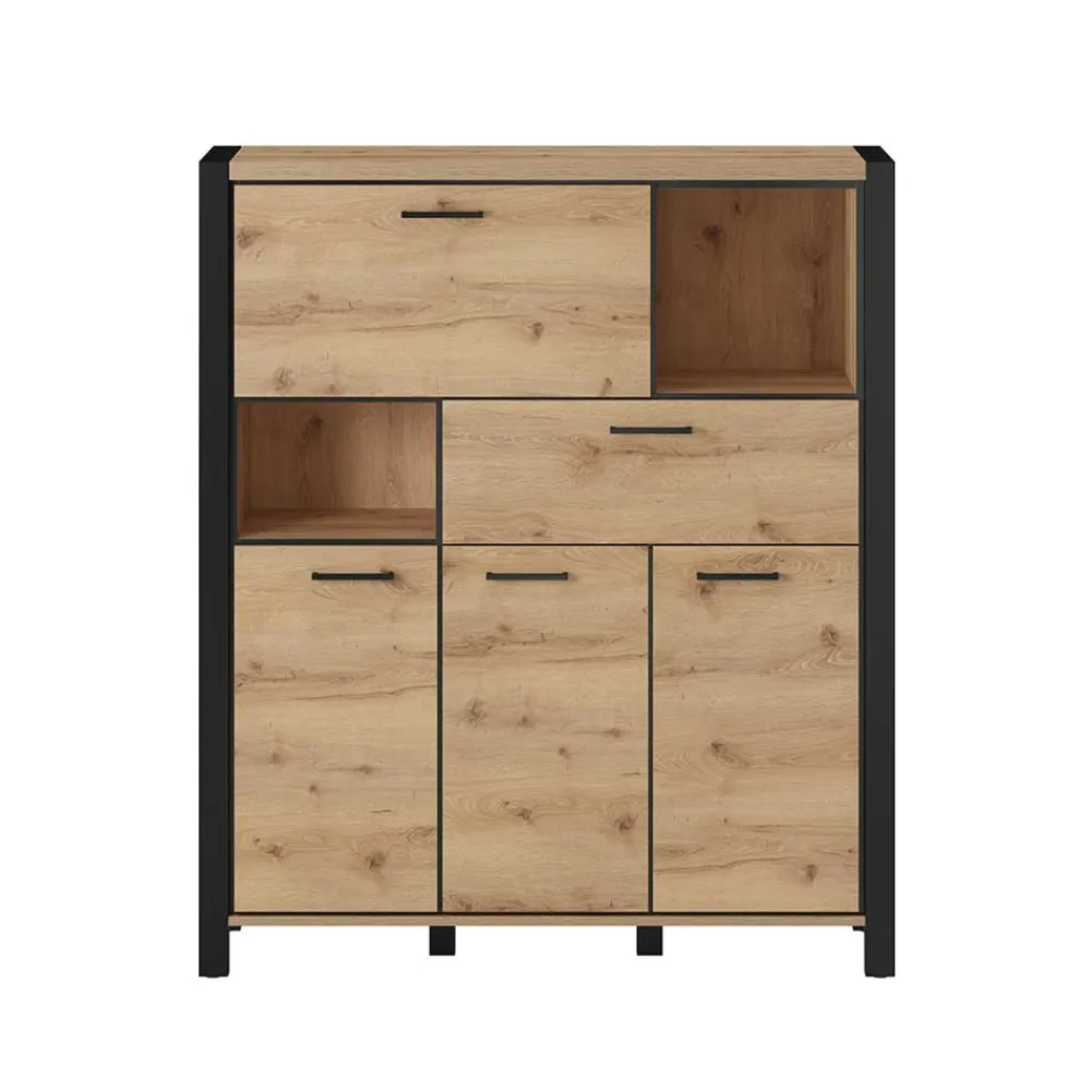 Wohnen Highboards<120x140x41 Highboard mit Klappe & 3 Türen - Zavorra