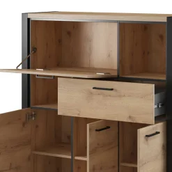 Wohnen Highboards<120x140x41 Highboard mit Klappe & 3 Türen - Zavorra
