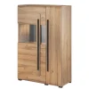 Wohnen Highboards<90x136x39 Highboard Vitrine in Eiche Holzoptik - Aberdeen