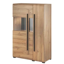 Wohnen Highboards<90x136x39 Highboard Vitrine in Eiche Holzoptik - Aberdeen