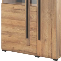 Wohnen Highboards<90x136x39 Highboard Vitrine in Eiche Holzoptik - Aberdeen
