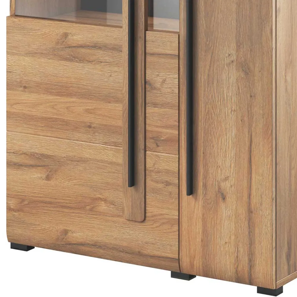 Wohnen Highboards<90x136x39 Highboard Vitrine in Eiche Holzoptik - Aberdeen