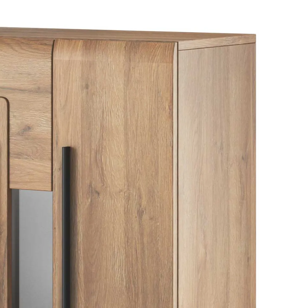 Wohnen Highboards<90x136x39 Highboard Vitrine in Eiche Holzoptik - Aberdeen